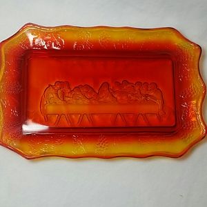 Amberina glass Last Supper dish
